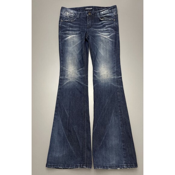 Club Coo’s Flared Jeans Denim Sz 29 30x31 Dark Wash Large Bow Embroidery Y2K - Picture 2 of 12